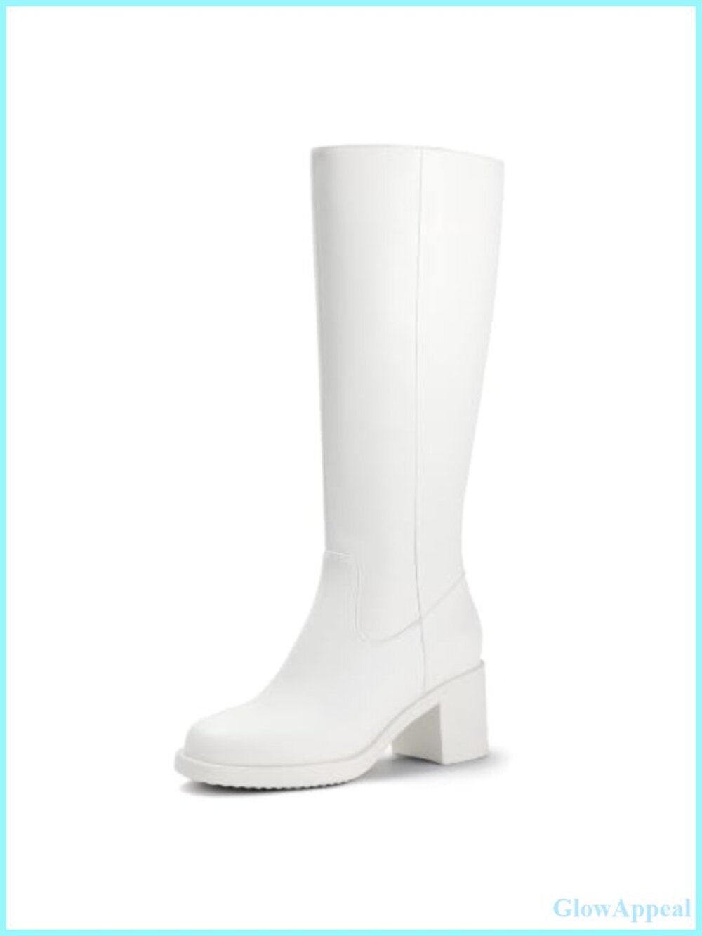 Knee High Boots Chunky Block Heel Round Toe Zip Womens